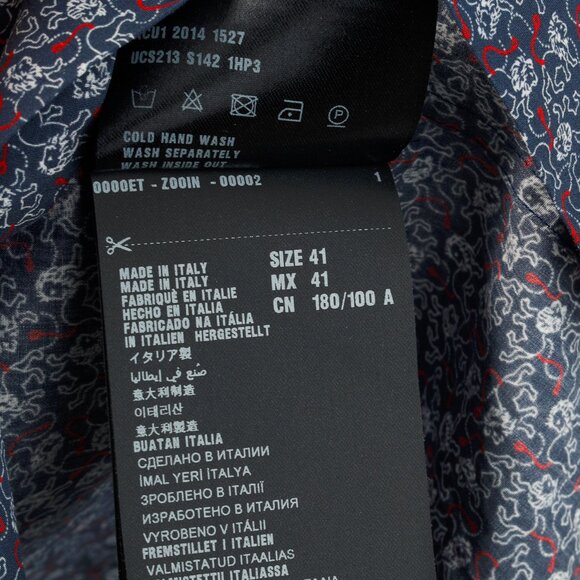 Prada Navy Lion-Print Cotton Short-Sleeve Button-Up Shirt - Picture 10 of 14